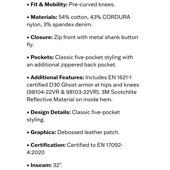 NWT|Harley Davidson Carve Black Denim Riding Pants, 30 - Picture 3 of 16